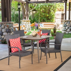 Outdoor 5 Piece Wood and Wicker Dining Set, Gray and Gray - NH711503 outdoor lounge chair, patio sofa