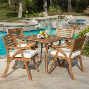 Outdoor 5-piece Wood Dining Set with Cushions - NH026692 outdoor lounge chair, patio sofa