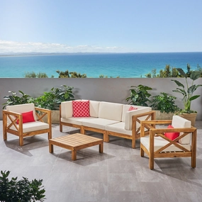 Outdoor 5 Seater Acacia Wood Sofa Chat Set - NH014803 outdoor furniture, garden bench