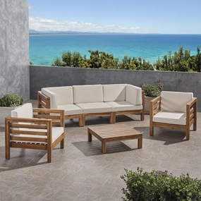 Outdoor 5 Seater Acacia Wood Sofa Chat Set - NH954803 outdoor furniture, garden bench