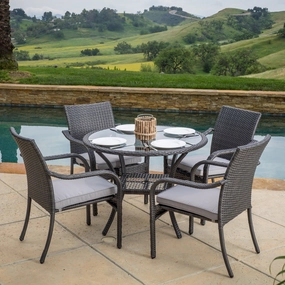 Outdoor 5pc Grey Wicker Dining Set - NH166592 outdoor lounge chair, patio sofa
