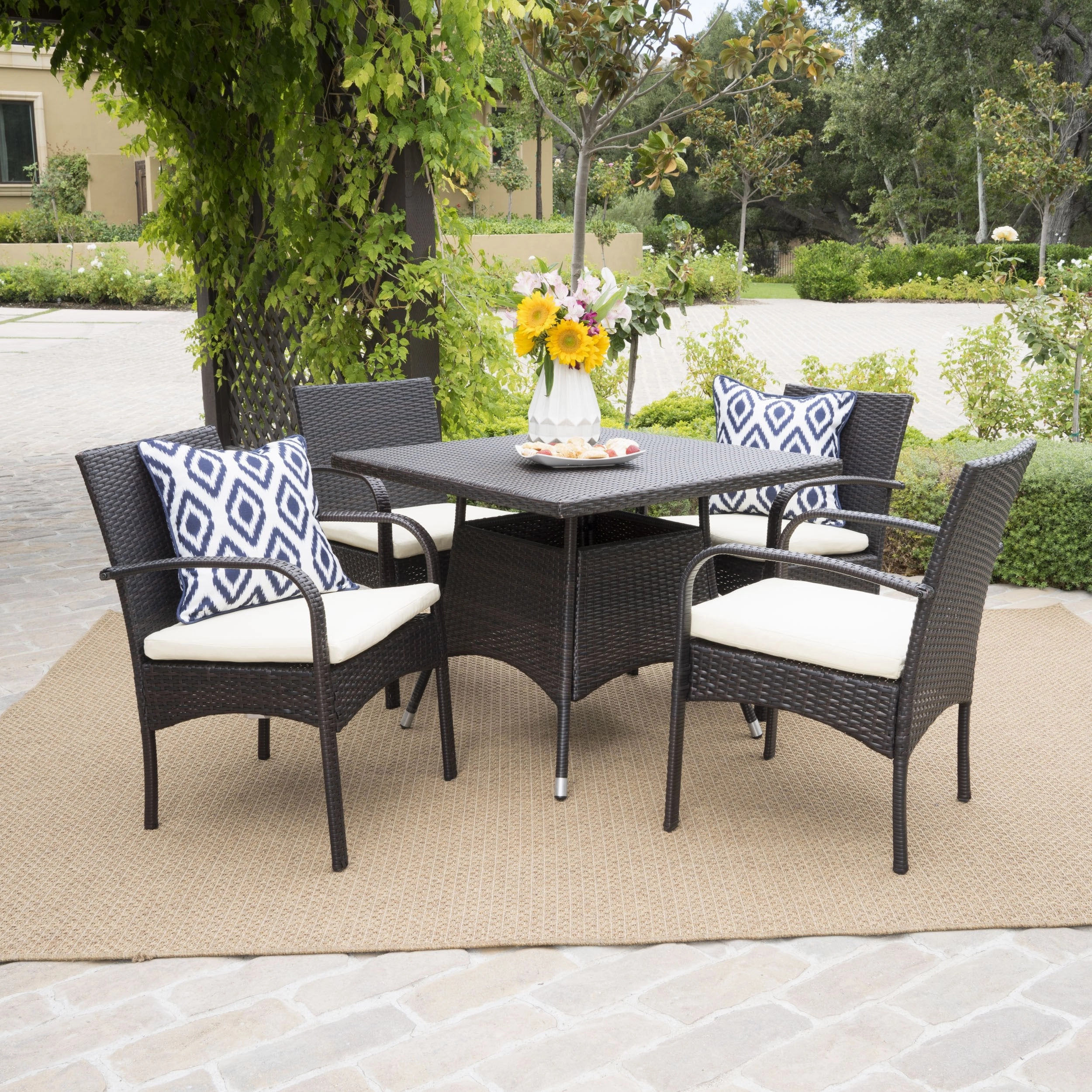 Outdoor 5pc Multibrown PE Wicker Square Dining Set - NH858592 outdoor lounge chair, patio sofa