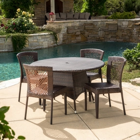 Outdoor 5pc Multibrown Wicker Dining Set - NH118592 outdoor lounge chair, patio sofa