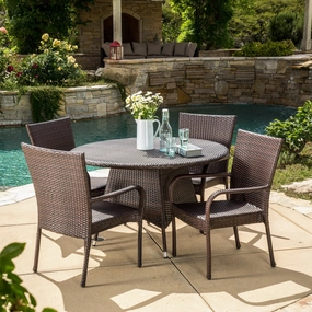 Outdoor 5pc Multibrown Wicker Dining Set - NH218592 outdoor lounge chair, patio sofa