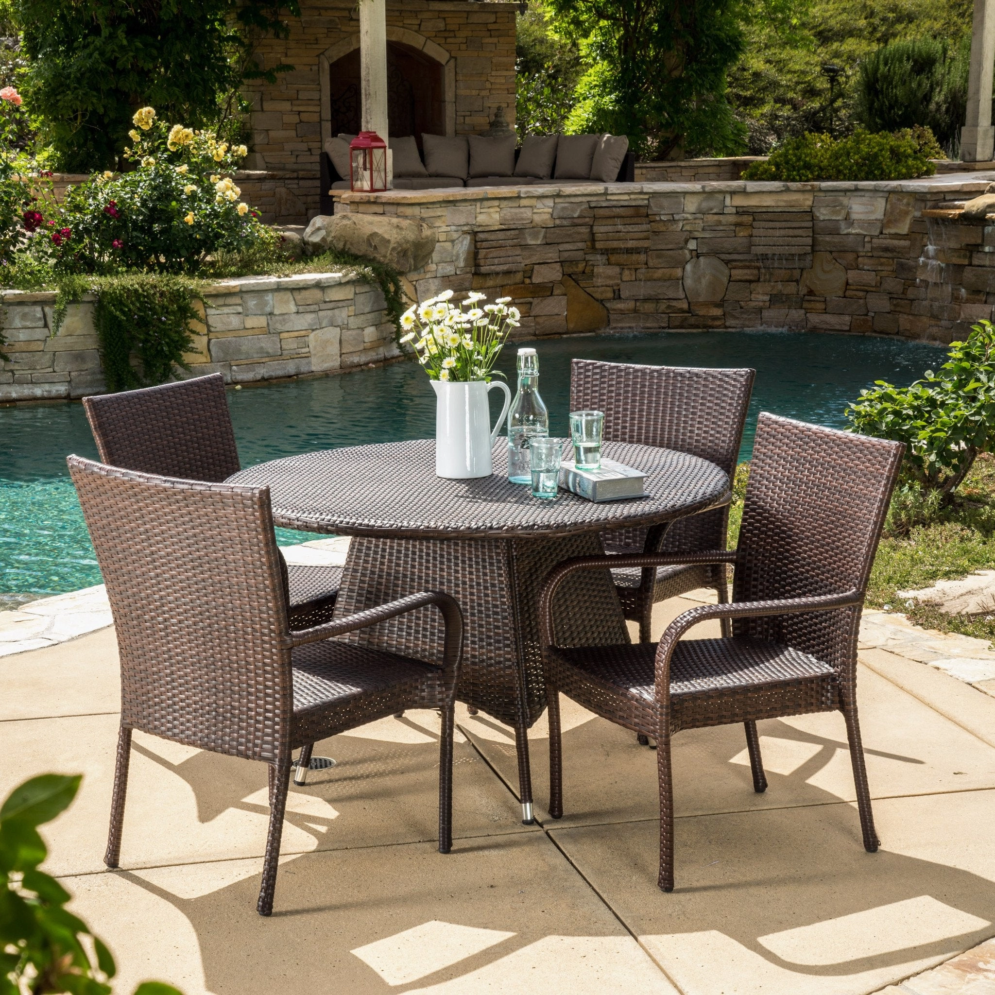 Outdoor 5pc Multibrown Wicker Dining Set - NH218592 outdoor lounge chair, patio sofa