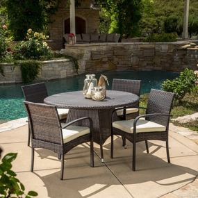 Outdoor 5pc Multibrown Wicker Dining Set - NH458592 outdoor lounge chair, patio sofa