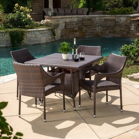 Outdoor 5pc Multibrown Wicker Square Dining Set - NH038592 outdoor lounge chair, patio sofa