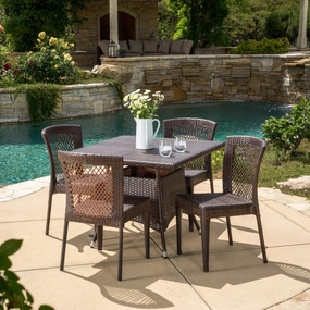Outdoor 5pc Multibrown Wicker Square Dining Set - NH138592 outdoor lounge chair, patio sofa