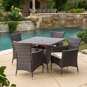Outdoor 5pc Multibrown Wicker Square Dining Set - NH358592 outdoor lounge chair, patio sofa