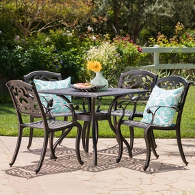 Outdoor 5Pc Patina Copper Cast Aluminum Dining Set - NH176003 outdoor lounge chair, patio sofa