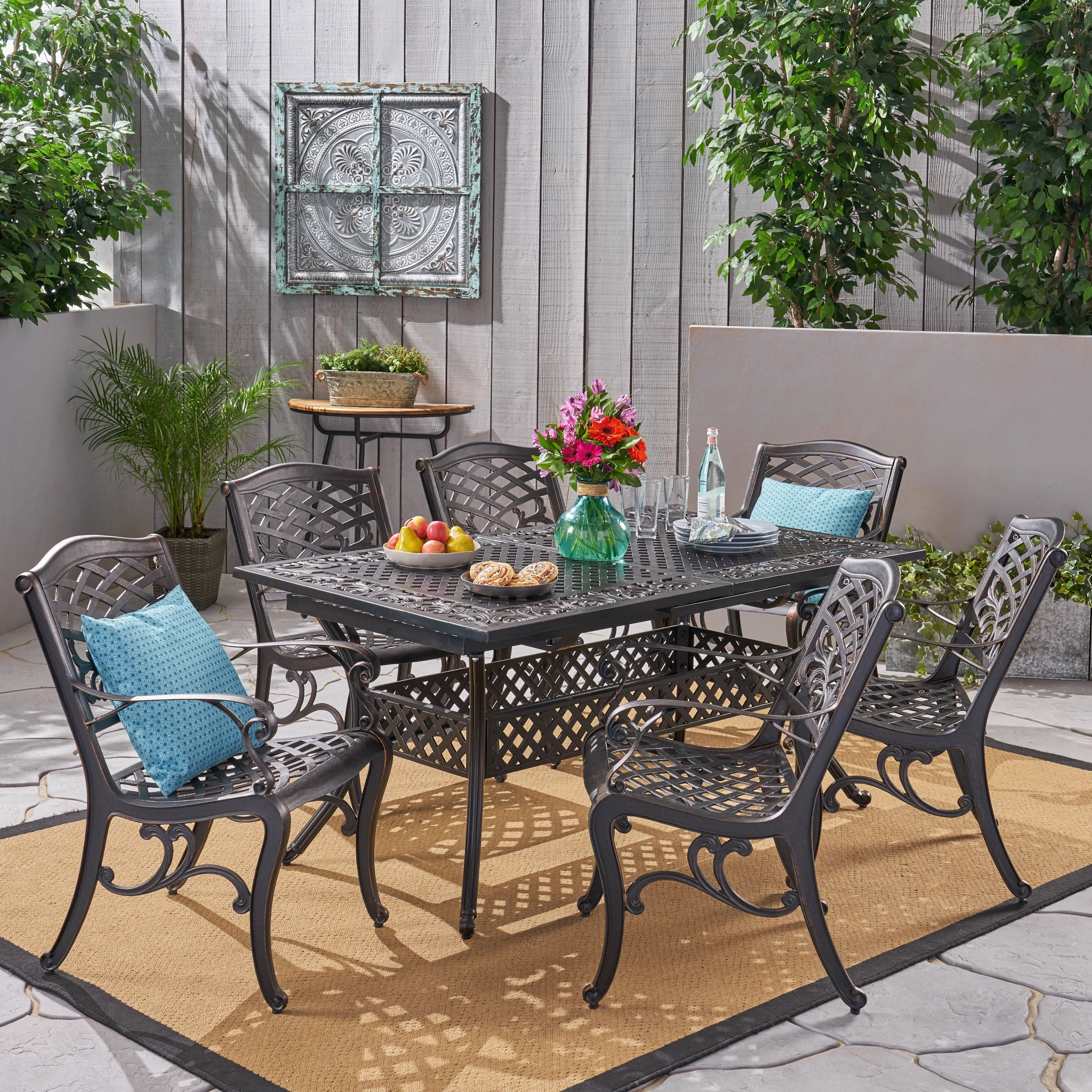 Outdoor 64" - 81" 6-Seater Dining Set with Expandable Table - NH645703 outdoor lounge chair, patio sofa