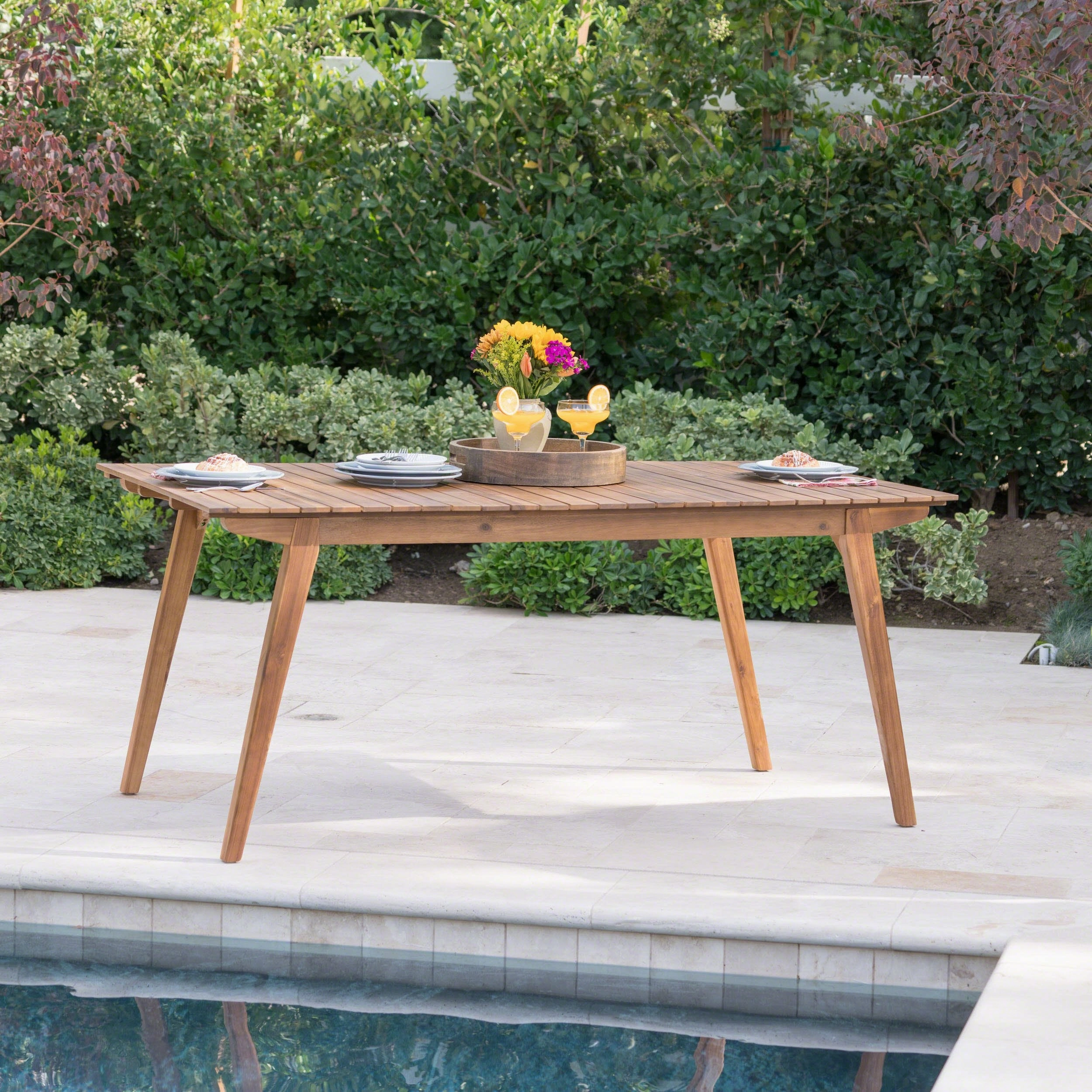 Outdoor 69 Inch Teak Finished Acacia Wood Dining Table - NH797203 outdoor lounge chair, patio sofa