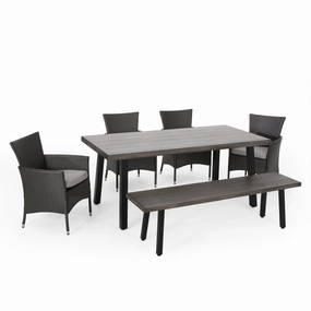 Outdoor 6 Piece Aluminum Dining Set with Bench - NH350313 outdoor lounge chair, patio sofa