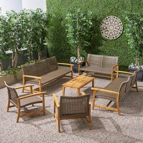 Outdoor 6 Piece Sofa and Loveseat Chat Set - NH391803 outdoor furniture, garden bench
