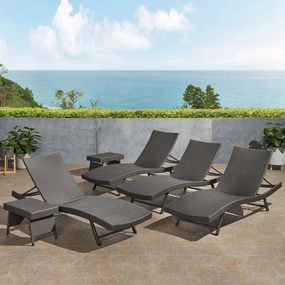 Outdoor 6 Piece Wicker Chaise Lounge Set - NH806403 patio umbrella, gazebo