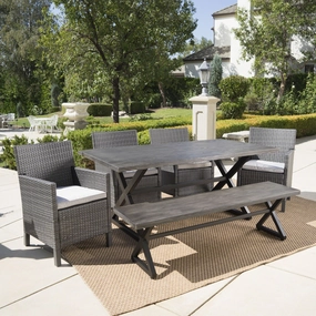 Outdoor 6 Piece Wicker Dining Set with Aluminum Dining Table - NH143203 outdoor lounge chair, patio sofa