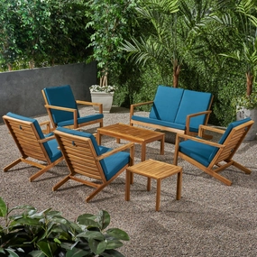 Outdoor 6 Seater Acacia Wood Extended Chat Set - NH537903 outdoor furniture, garden bench