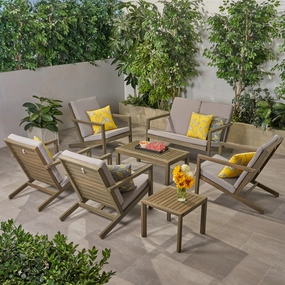 Outdoor 6 Seater Acacia Wood Extended Chat Set - NH637903 outdoor furniture, garden bench