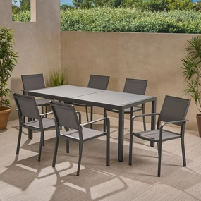 Outdoor 6 Seater Aluminum Dining Set with Tempered Glass Table Top - NH928013 outdoor lounge chair, patio sofa