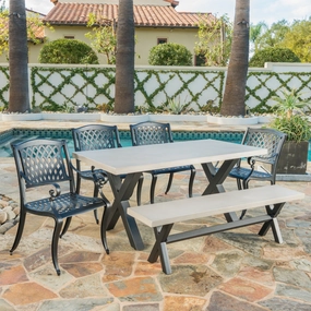 Outdoor 6 Seater Dining Set With Bench - NH783303 outdoor lounge chair, patio sofa