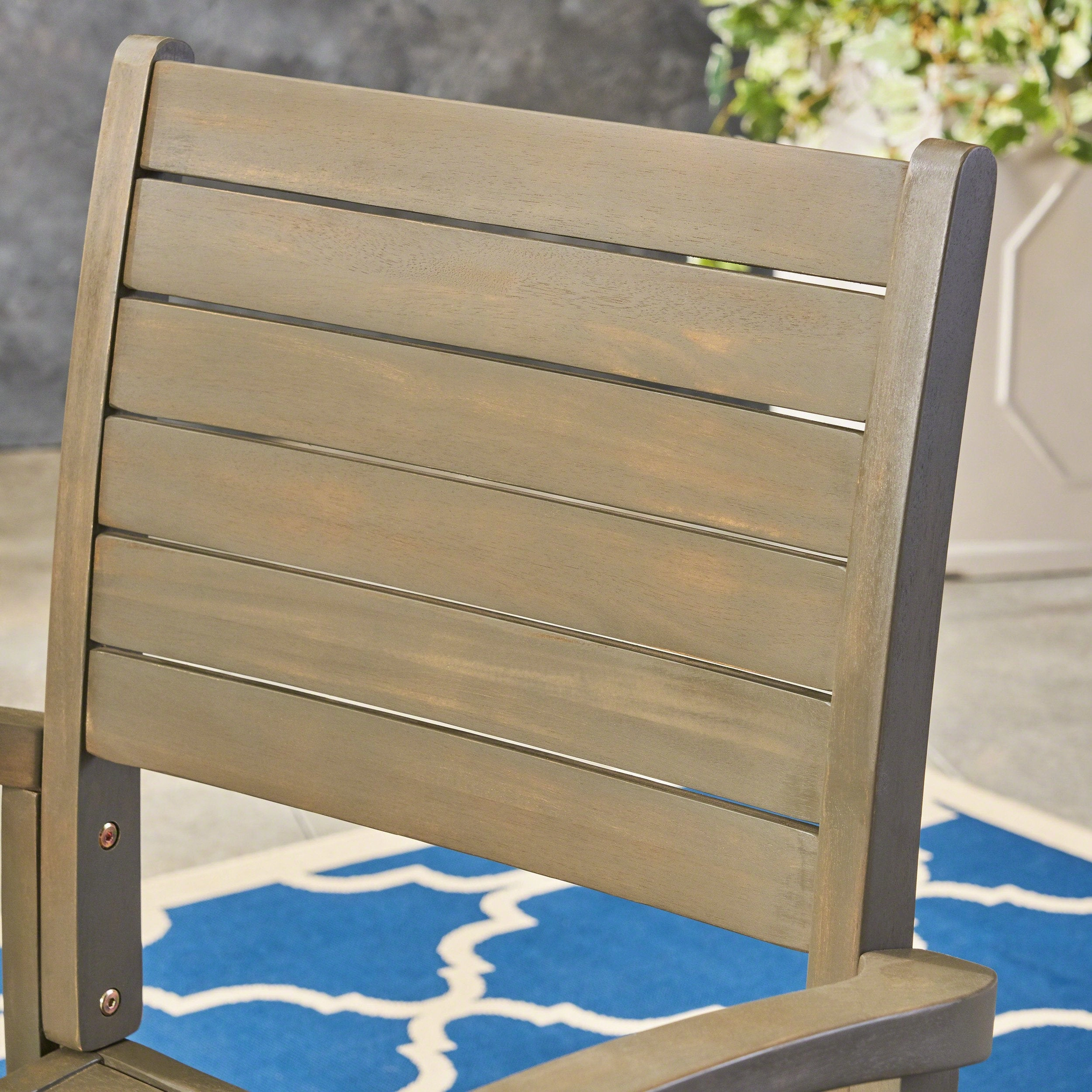 Outdoor 6-Seater Oval Acacia Wood Dining Set - NH394603
