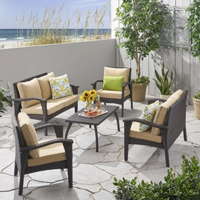 Outdoor 6 Seater Wicker Chat Set with Cushions - NH939903 outdoor furniture, garden bench