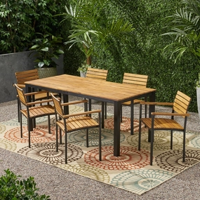 Outdoor 6 Seater Wood and Iron Dining Set - NH238903 outdoor lounge chair, patio sofa