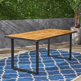 Outdoor 70-inch Acacia Wood and Iron Dining Table, Black and Teak Finish - NH682603 outdoor lounge chair, patio sofa