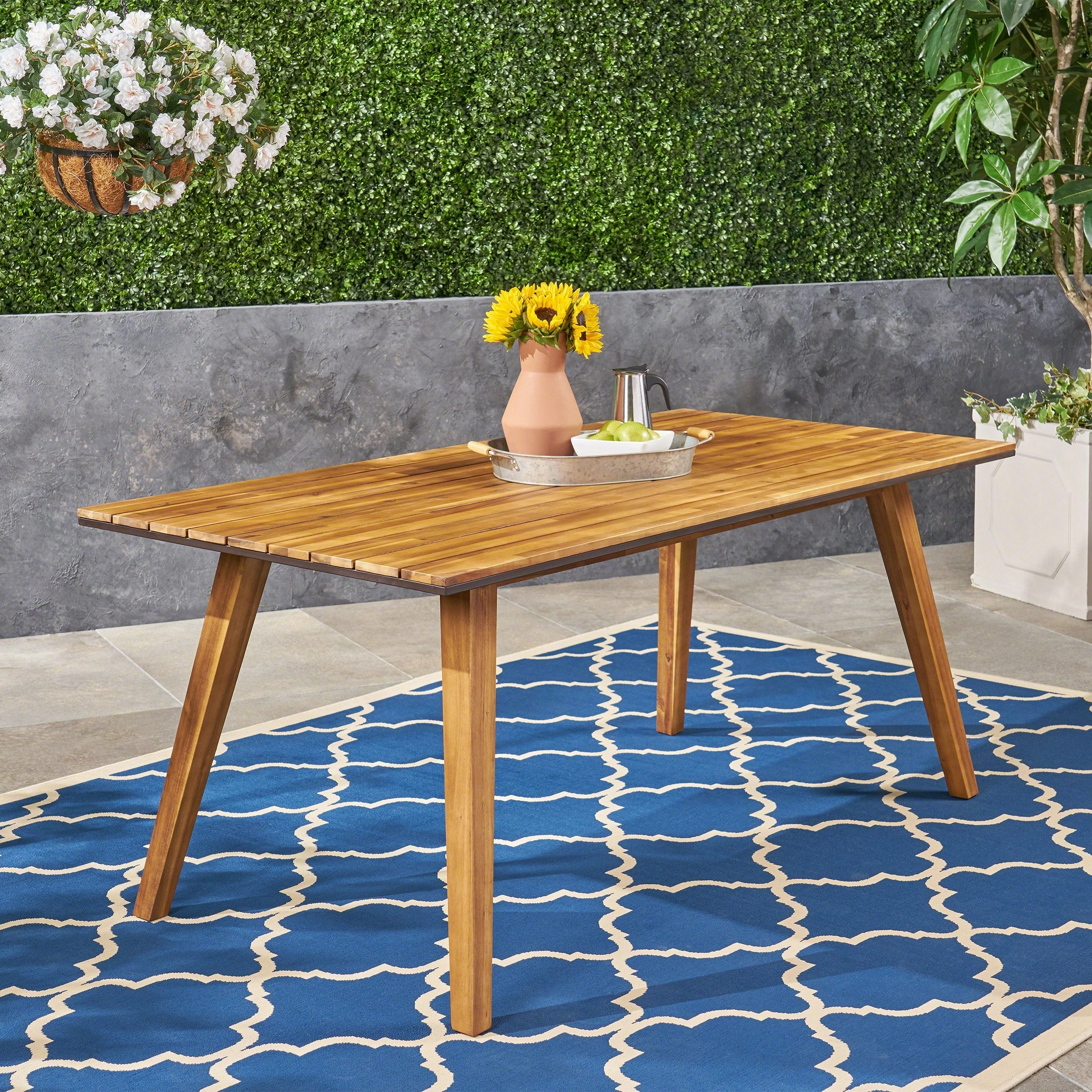 Outdoor 71-inch Acacia Wood Dining Table, Teak Finish - NH911603 outdoor lounge chair, patio sofa