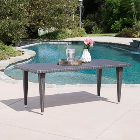Outdoor 75-inch Gray Wicker Rectangular Dining Table - NH957103 outdoor lounge chair, patio sofa
