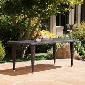 Outdoor 75-inch Multibrown Wicker Rectangular Dining Table - NH135103 outdoor lounge chair, patio sofa