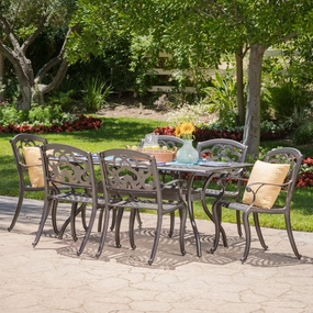 Outdoor 7 Pc Patina Copper Cast Aluminum Dining Set - NH076003 outdoor lounge chair, patio sofa