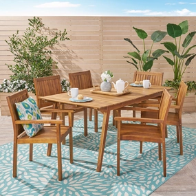 Outdoor 7 Piece Acacia Dining Set, Teak Finish - NH534503 outdoor lounge chair, patio sofa