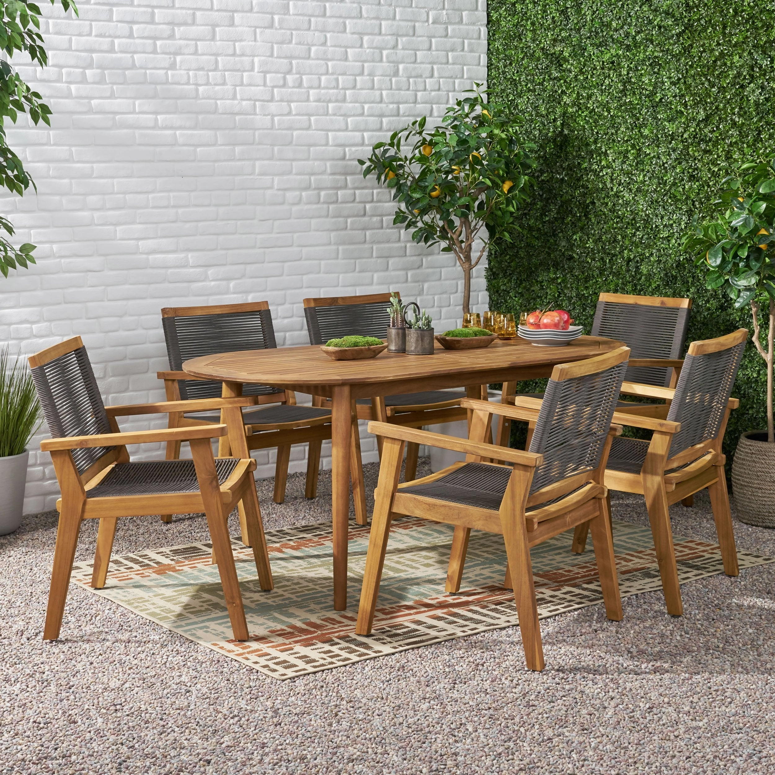 Outdoor 7 Piece Acacia Wood Dining - NH196313