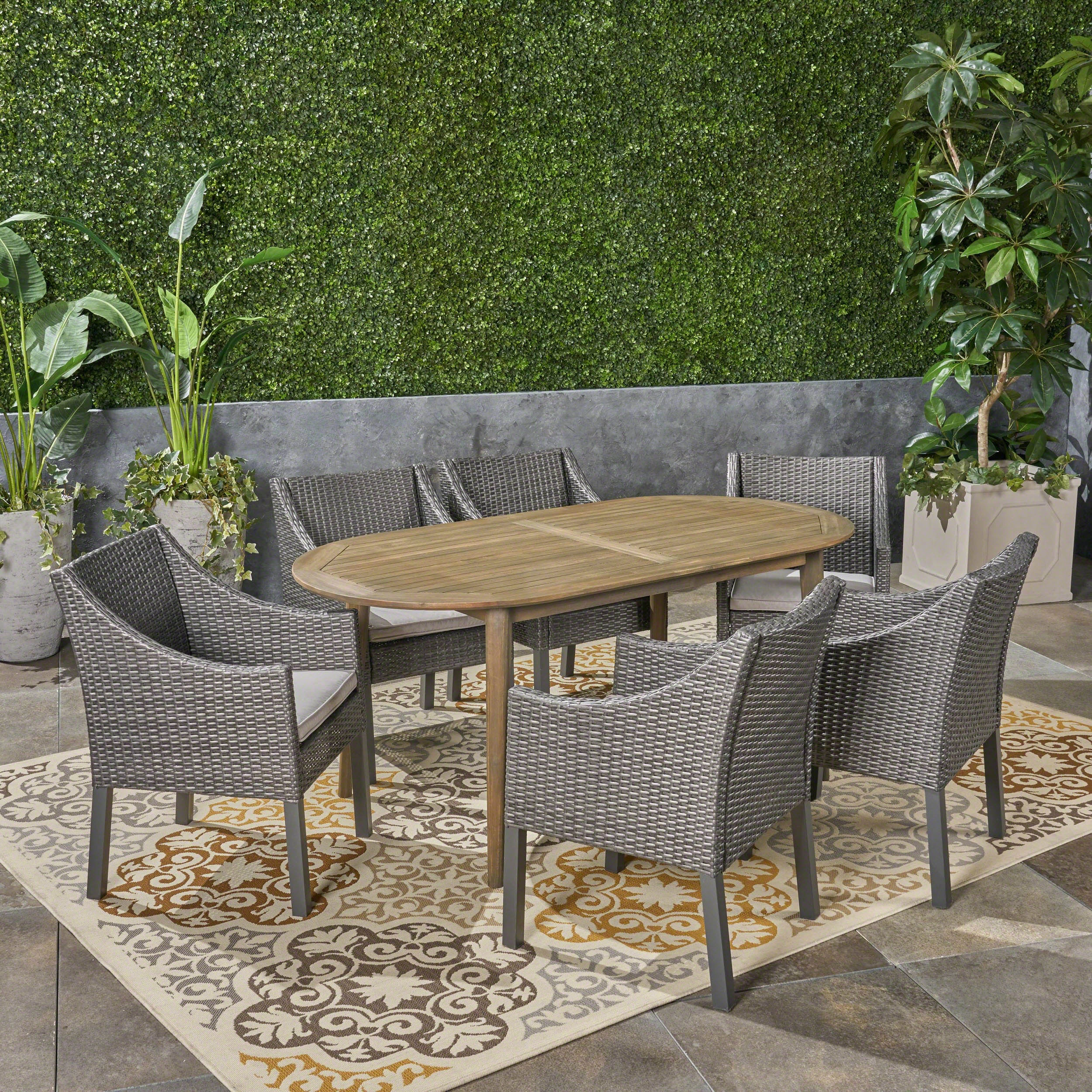 Outdoor 7-Piece Acacia Wood Dining Set - NH270603 outdoor lounge chair, patio sofa