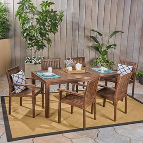 Outdoor 7-Piece Acacia Wood Dining Set, Dark Brown - NH439503 outdoor lounge chair, patio sofa
