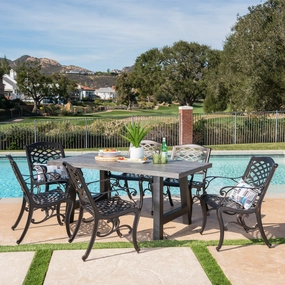 Outdoor 7 Piece Aluminum Dining Set with Concrete Table - NH797303 outdoor lounge chair, patio sofa