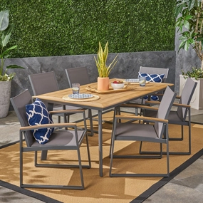 Outdoor 7 Piece Aluminum Dining Set with Mesh Chairs - NH991503 outdoor lounge chair, patio sofa