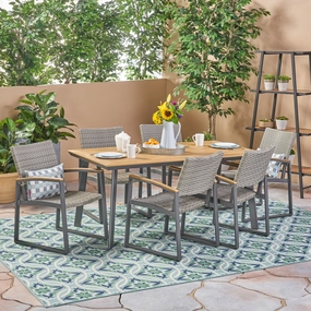 Outdoor 7 Piece Aluminum Dining Set with Wicker Chairs - NH002503 outdoor lounge chair, patio sofa