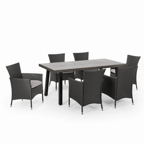 Outdoor 7 Piece Aluminum Dining Set with Wicker Chairs - NH250313 outdoor lounge chair, patio sofa