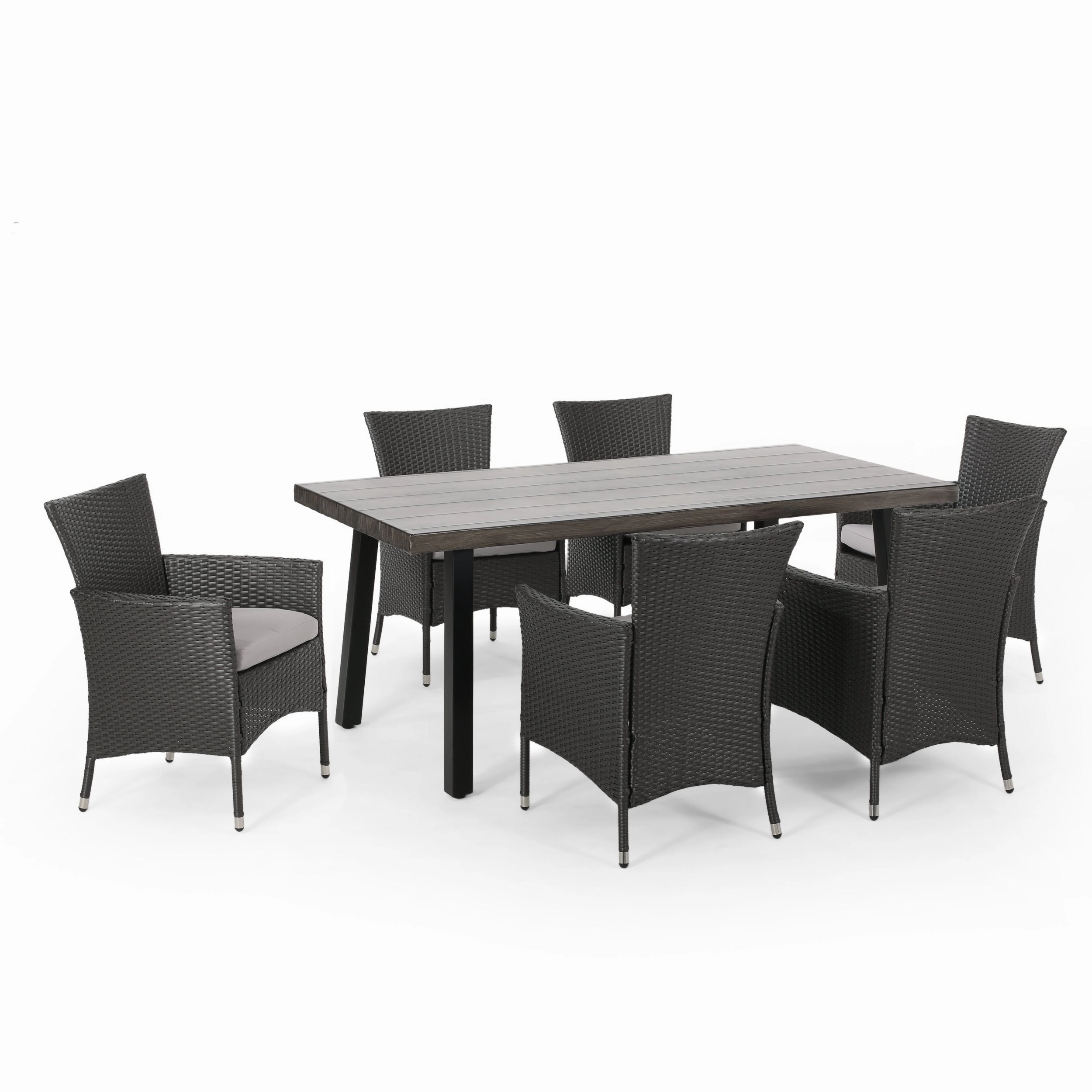 Outdoor 7 Piece Aluminum Dining Set with Wicker Chairs - NH250313 outdoor lounge chair, patio sofa