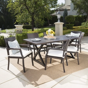 Outdoor 7 Piece Aluminum Dining Set with Wicker Dining Chairs - NH705203 outdoor lounge chair, patio sofa