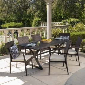 Outdoor 7 Piece Aluminum Dining Set with Wicker Dining Chairs - NH805203 outdoor lounge chair, patio sofa