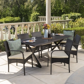 Outdoor 7 Piece Brown Aluminum Dining Set with Multi-brown Chairs - NH015203 outdoor lounge chair, patio sofa