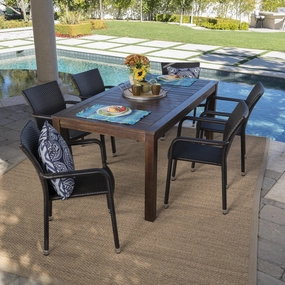 Outdoor 7 Piece Dining Set with Dark Brown Finished Wood Table and Chairs - NH252203 outdoor lounge chair, patio sofa