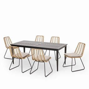 Outdoor 7 Piece Dining Set with Wicker Seating - NH310413 outdoor lounge chair, patio sofa