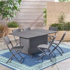 Outdoor 7 Piece Foldable Wicker Dining Set - NH500503 outdoor lounge chair, patio sofa