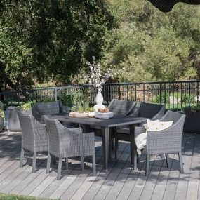 Outdoor 7 Piece Gray Wicker Dining Set with Water Resistant Cushions - NH023203 outdoor lounge chair, patio sofa