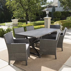 Outdoor 7 Piece Grey Dining Set with Aluminum Dining Table - NH243203 outdoor lounge chair, patio sofa