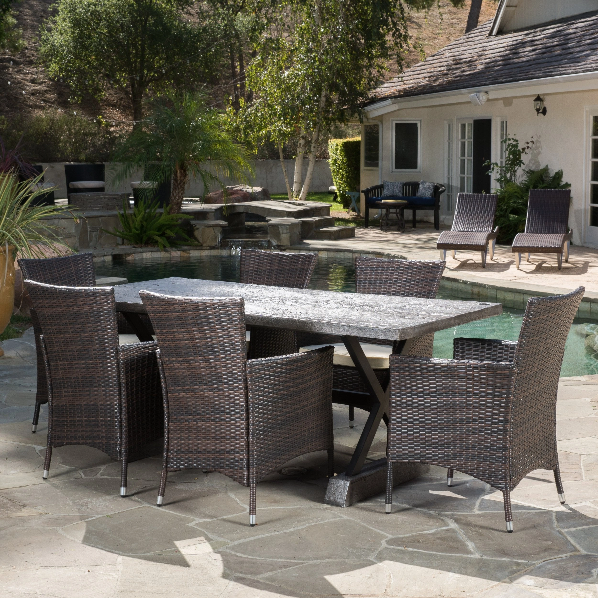 Outdoor 7 Piece Lightweight Concrete Dining Set - NH019592 outdoor lounge chair, patio sofa
